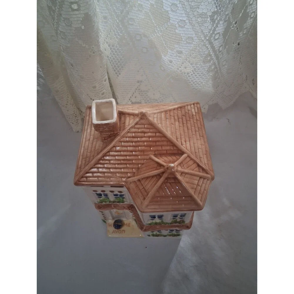 Vintage Avon Townhouse Ceramic Cookie Jar Victorian Cottage House Canister 1989